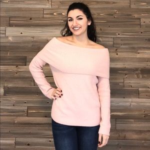 Pink Off-Shoulder Sweater